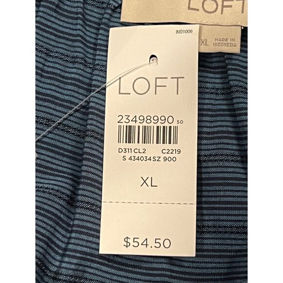 Ann Taylor Loft Women Top Blouse XL Blue Black Striped Sleeveless Round Neck New - Picture 7 of 8